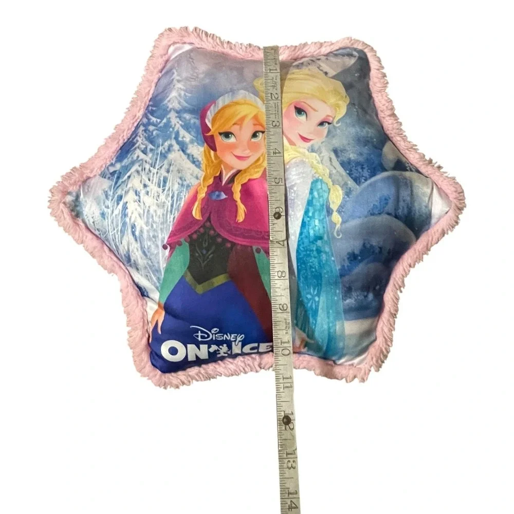 Disney Frozen Anna Elsa Star Shaped Plush Pillow Disney On Ice Pink Trim